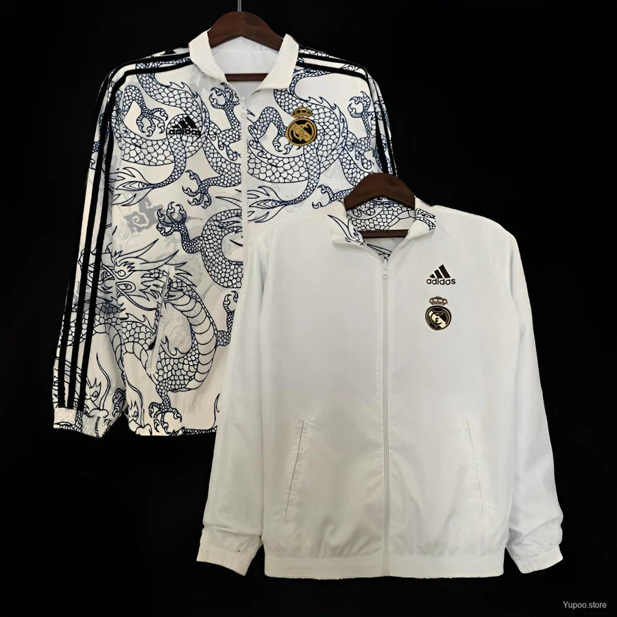 Real Madrid Dragon Windbreaker Jacket White 2024/25