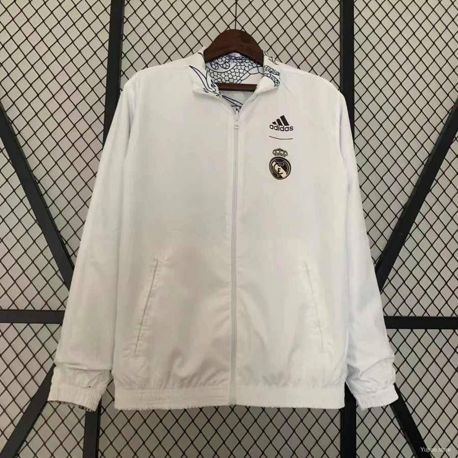 Real Madrid Dragon Windbreaker Jacket White 2024/25