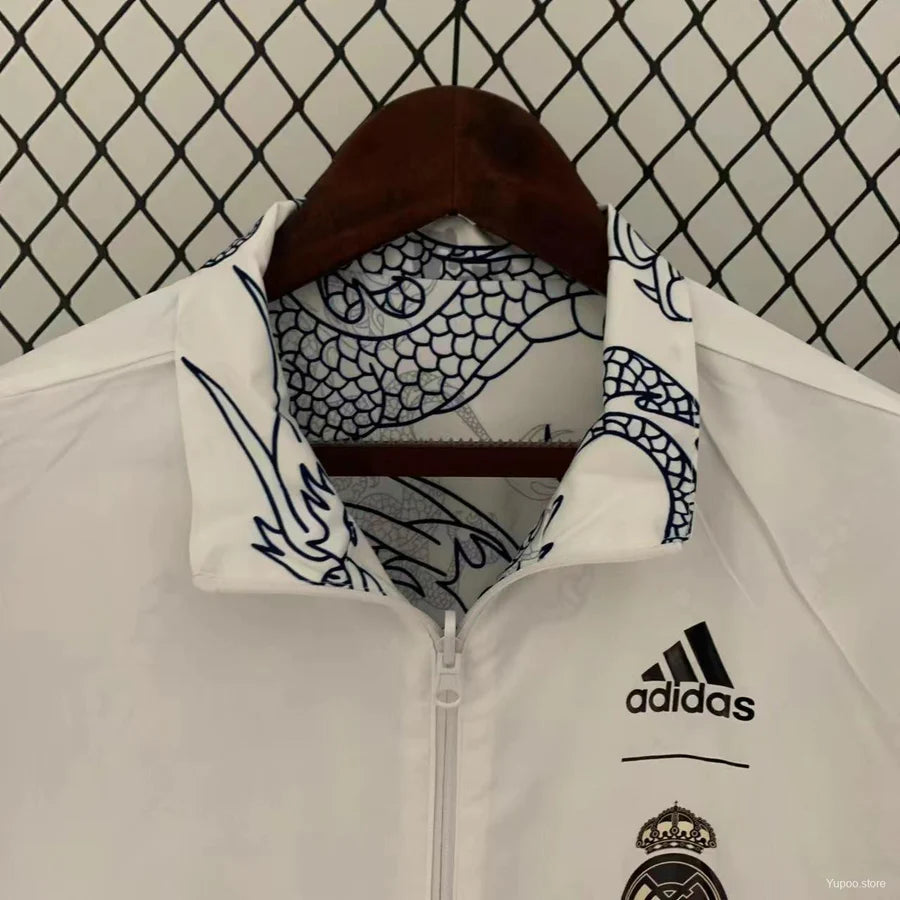 Real Madrid Dragon Windbreaker Jacket White 2024/25