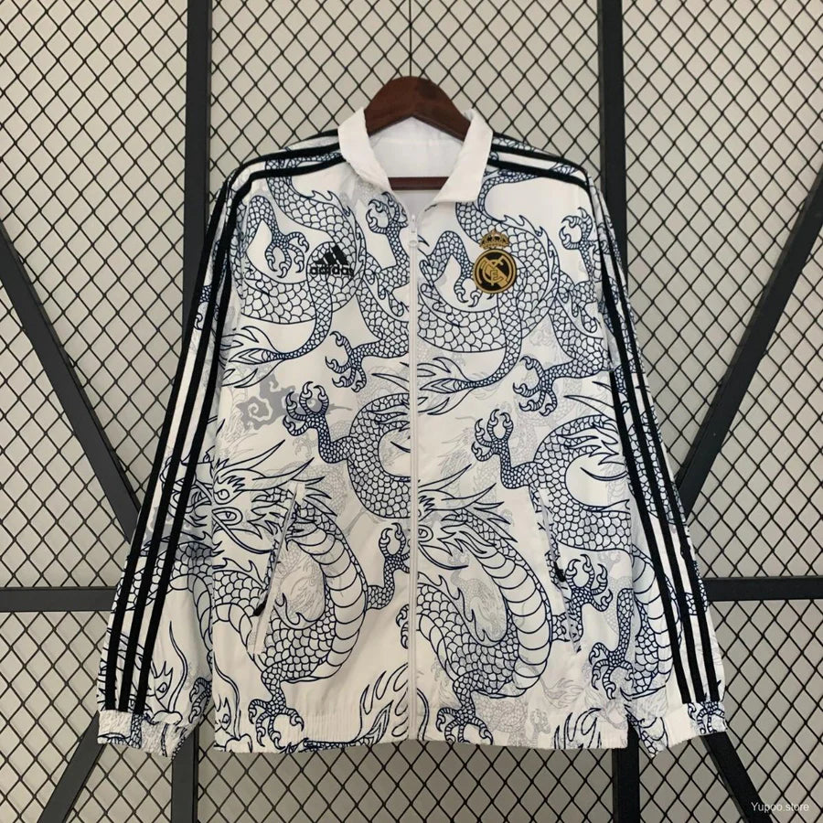Real Madrid Dragon Windbreaker Jacket White 2024/25