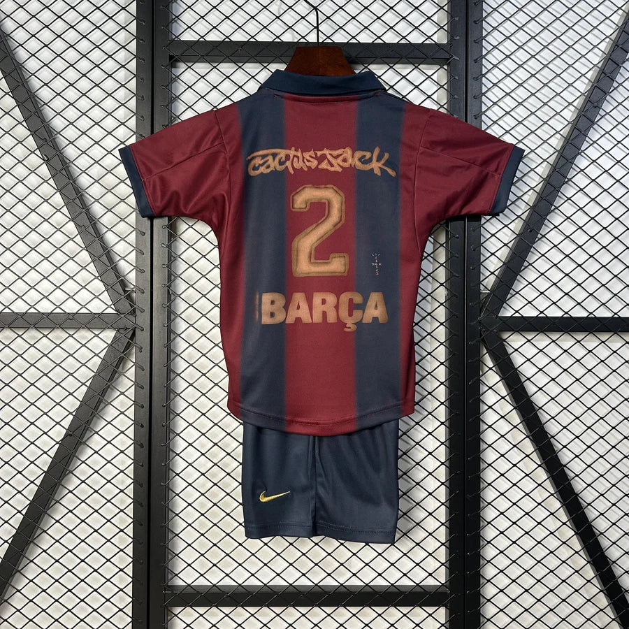 Kit ensemble football FC Barcelone/Barcelona domicile Travis Scott 2025/26