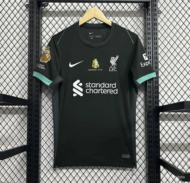 Liverpool Champions 2024/25 black football shirt
