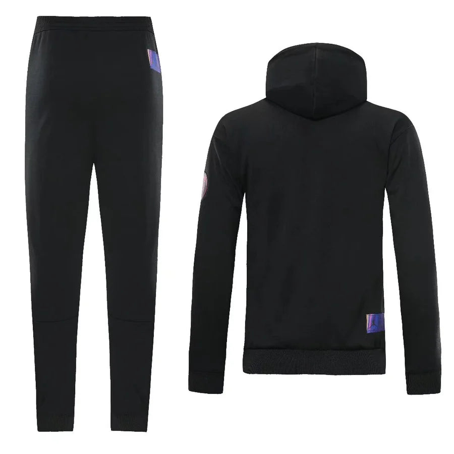 Survêtement ensemble capuche PSG jogging football Paris noir & rose