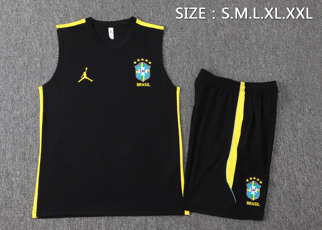 Kit Football Brésil Ensemble Training Noir Jaune