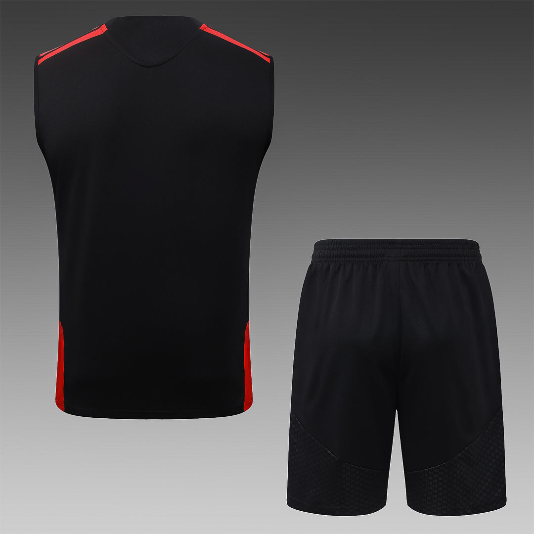 Kit Football Manchester Ensemble Training Sans Manches Noir