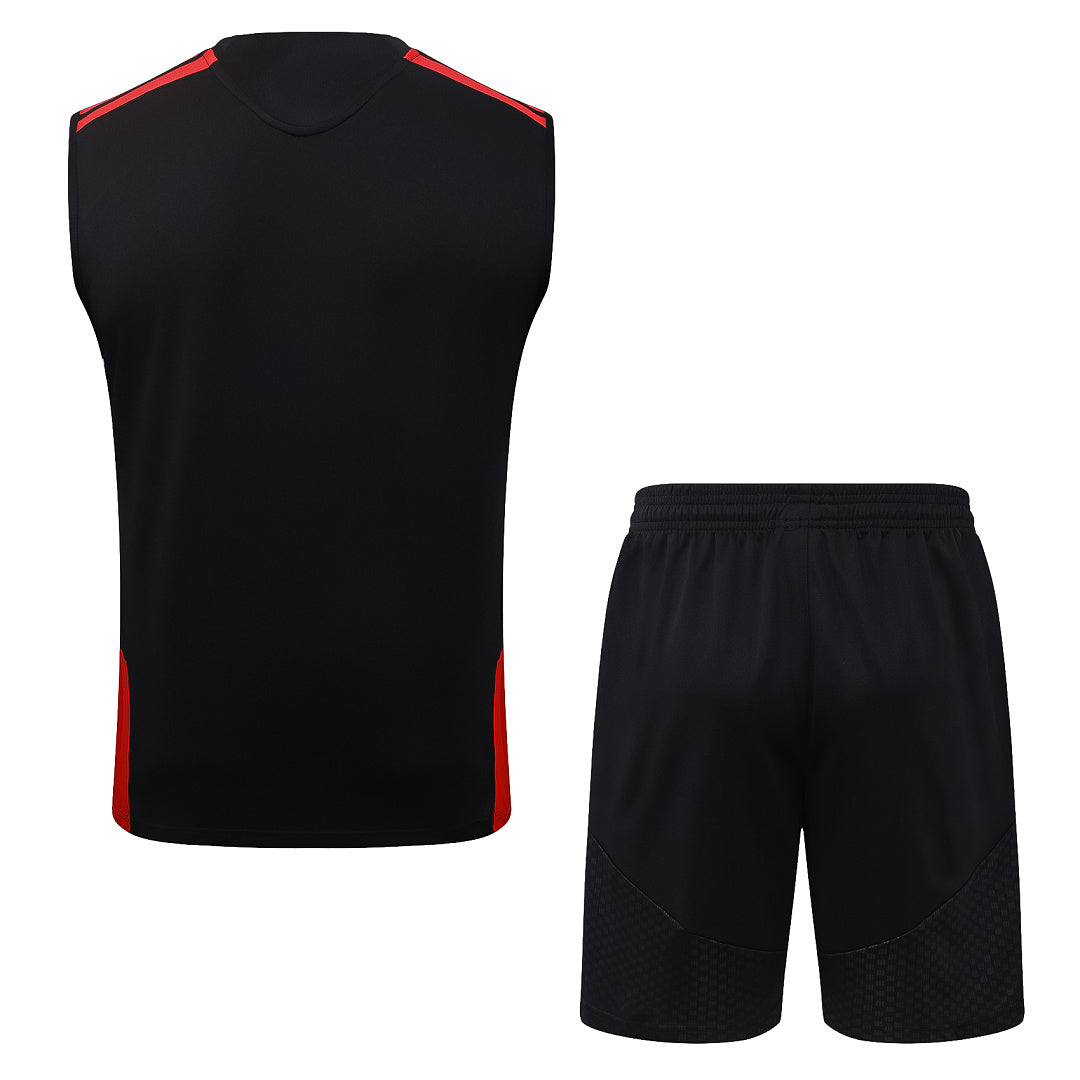 Kit Football Manchester Ensemble Training Sans Manches Noir