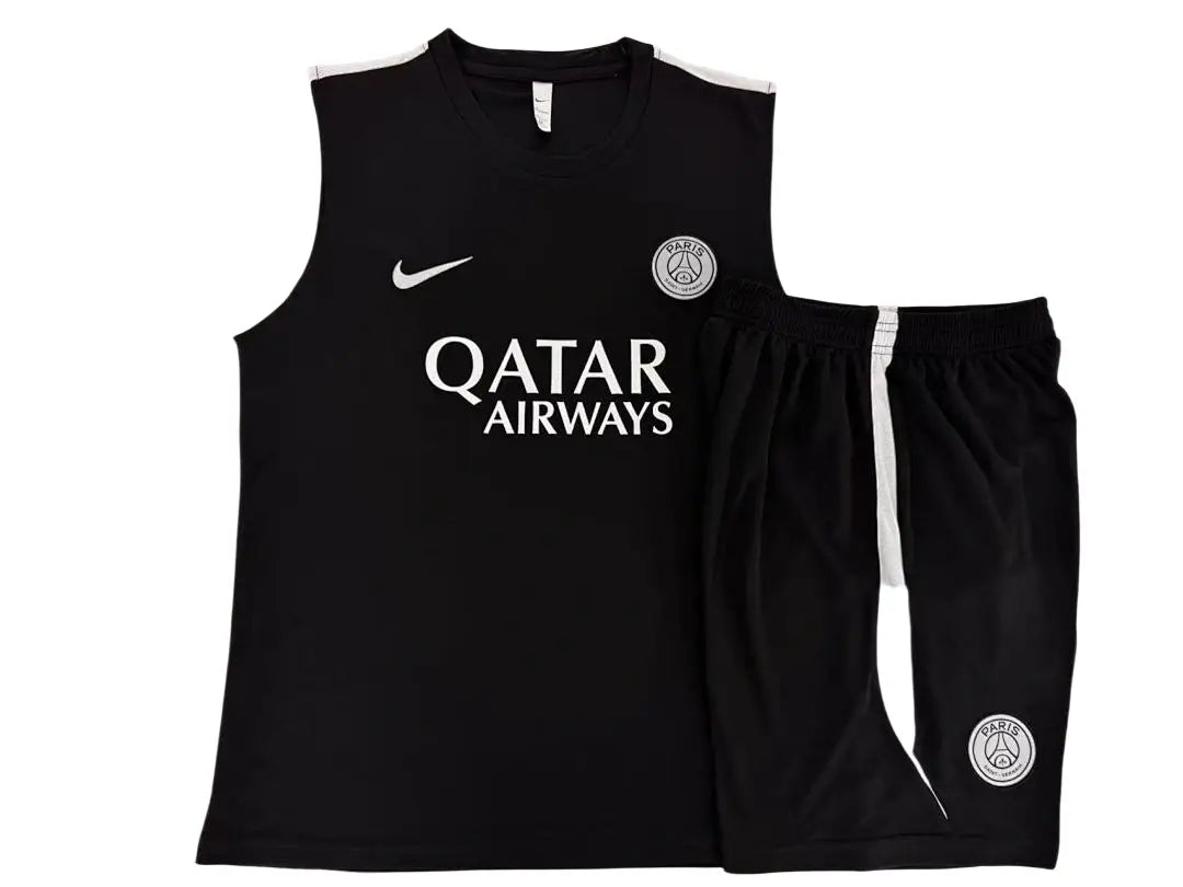 Kit Football Paris Ensemble Training Sans Manches Noir