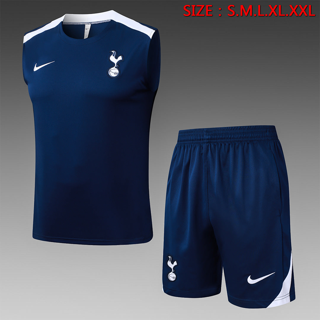 Kit Football Tottenham Ensemble Training Sans Manches Bleu Roi 2025/26