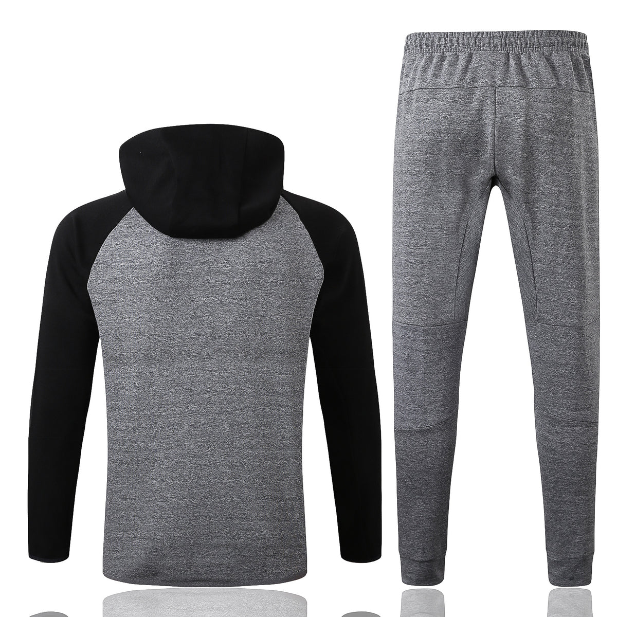 Veste à Capuche Zippée Gris Poches Noires