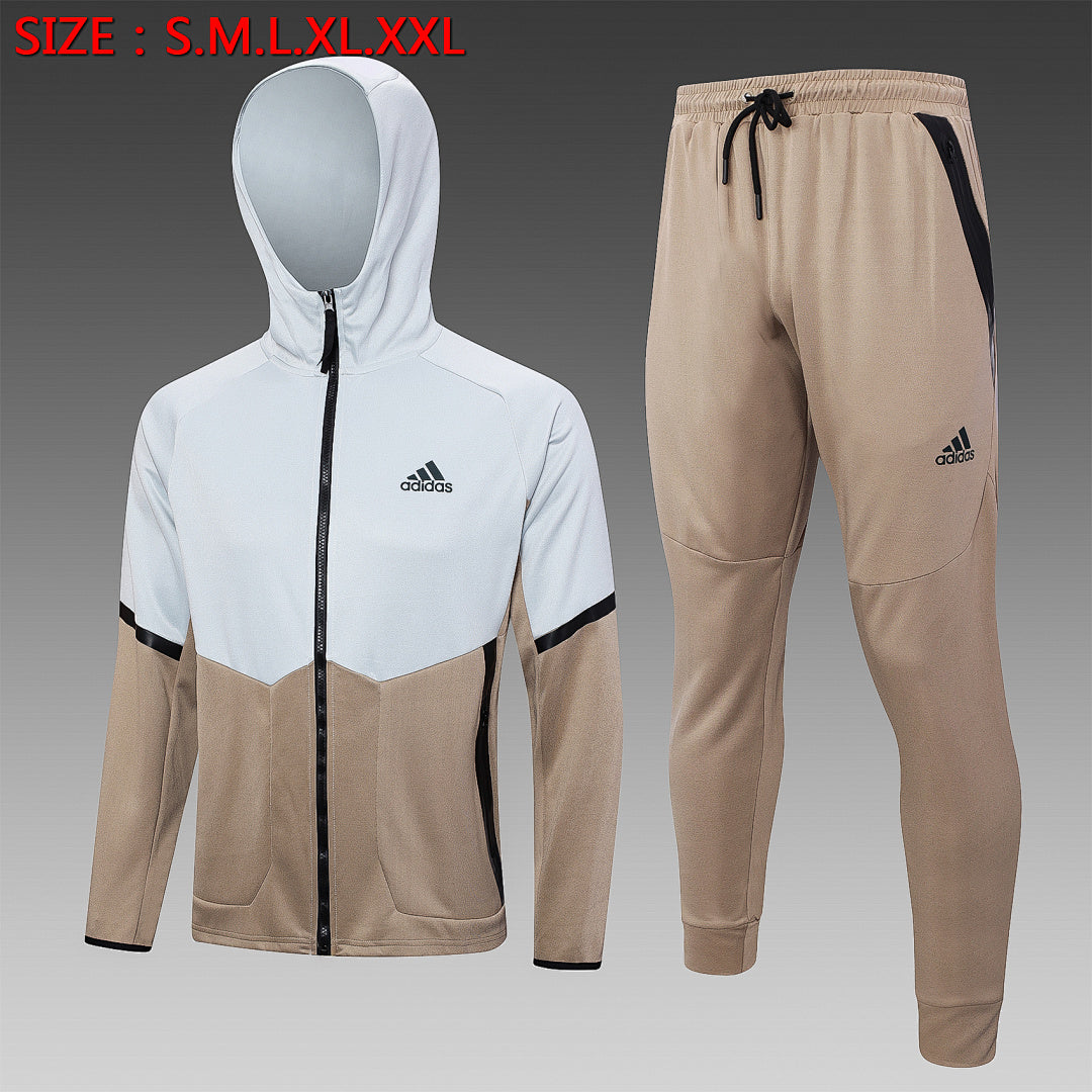 Veste à Capuche Zippée Kaki et Gris Clair 2023/24