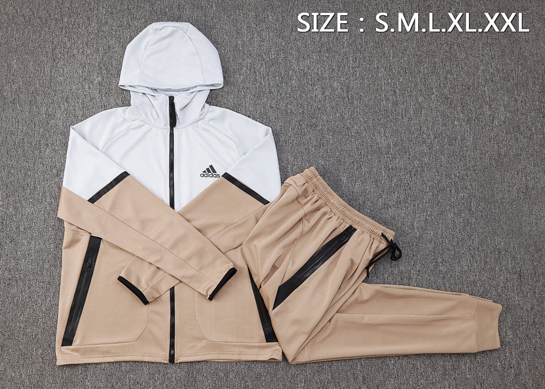 Veste à Capuche Zippée Kaki et Gris Clair 2023/24