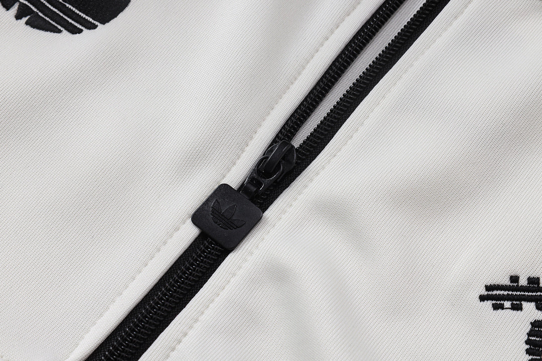 Veste à Capuche Zippée Noir et Blanc
