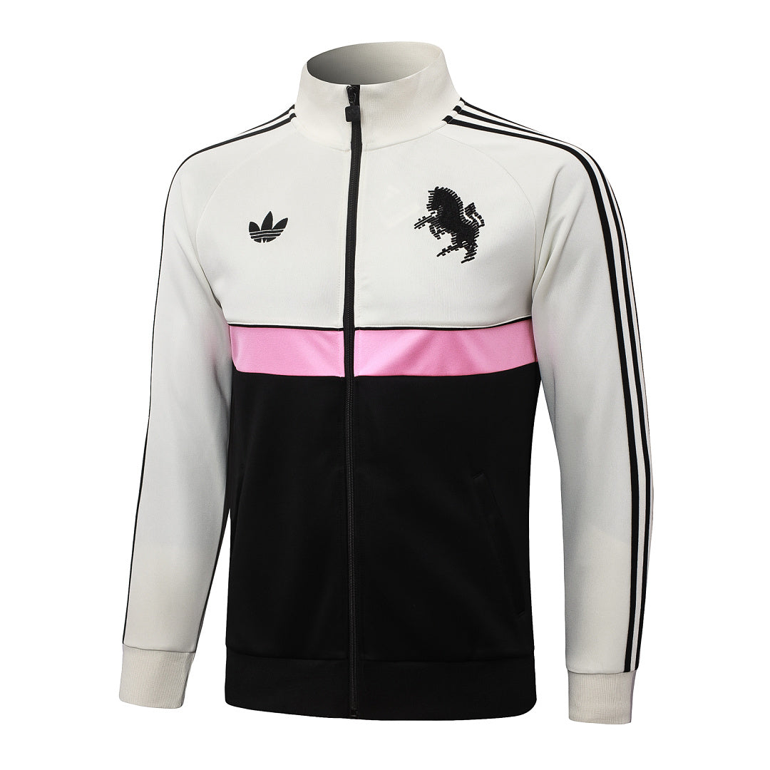 Veste à Capuche Zippée Noir et Blanc