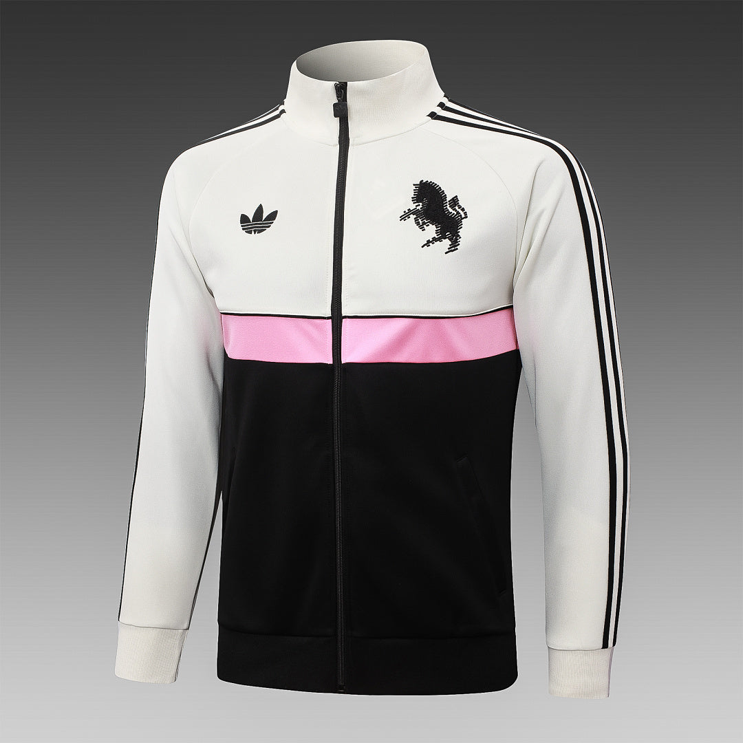 Veste à Capuche Zippée Noir et Blanc