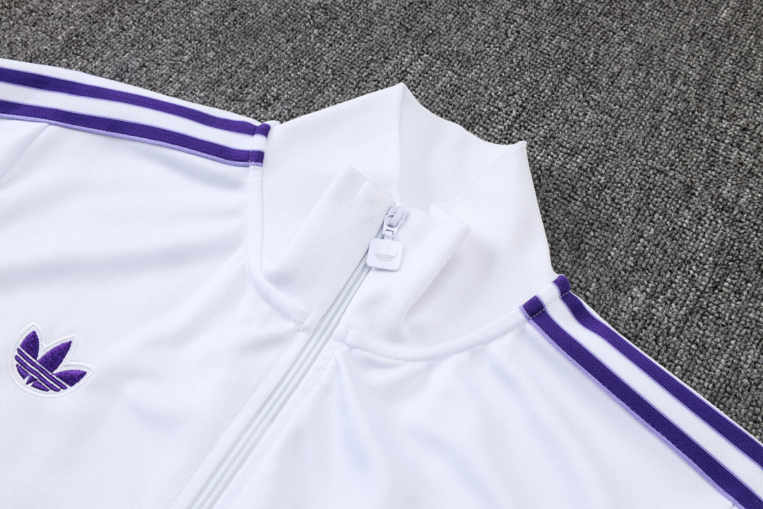 Veste de survêtement rétro zip complet Real Madrid blanc 2025/26