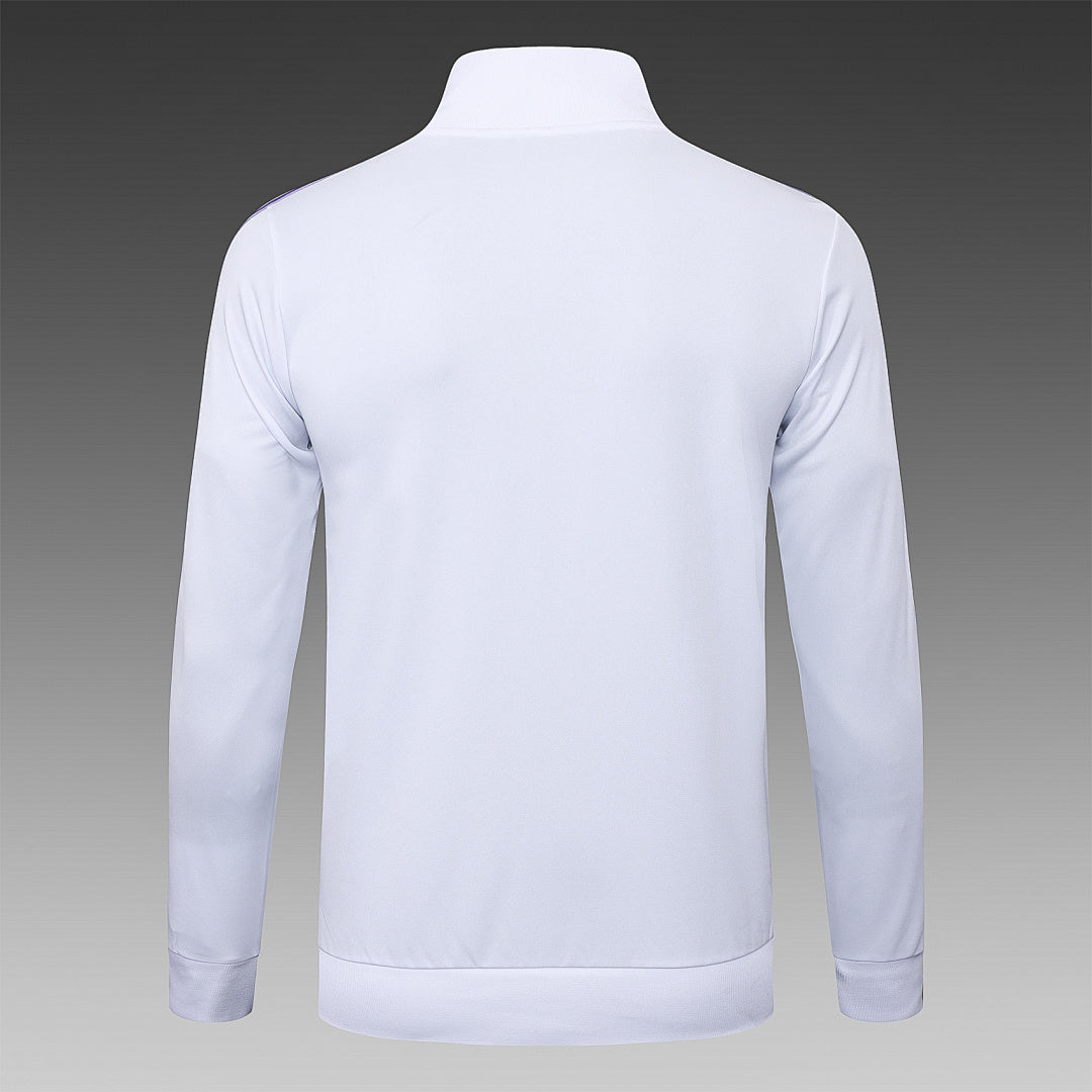 Veste de survêtement rétro zip complet Real Madrid blanc 2025/26