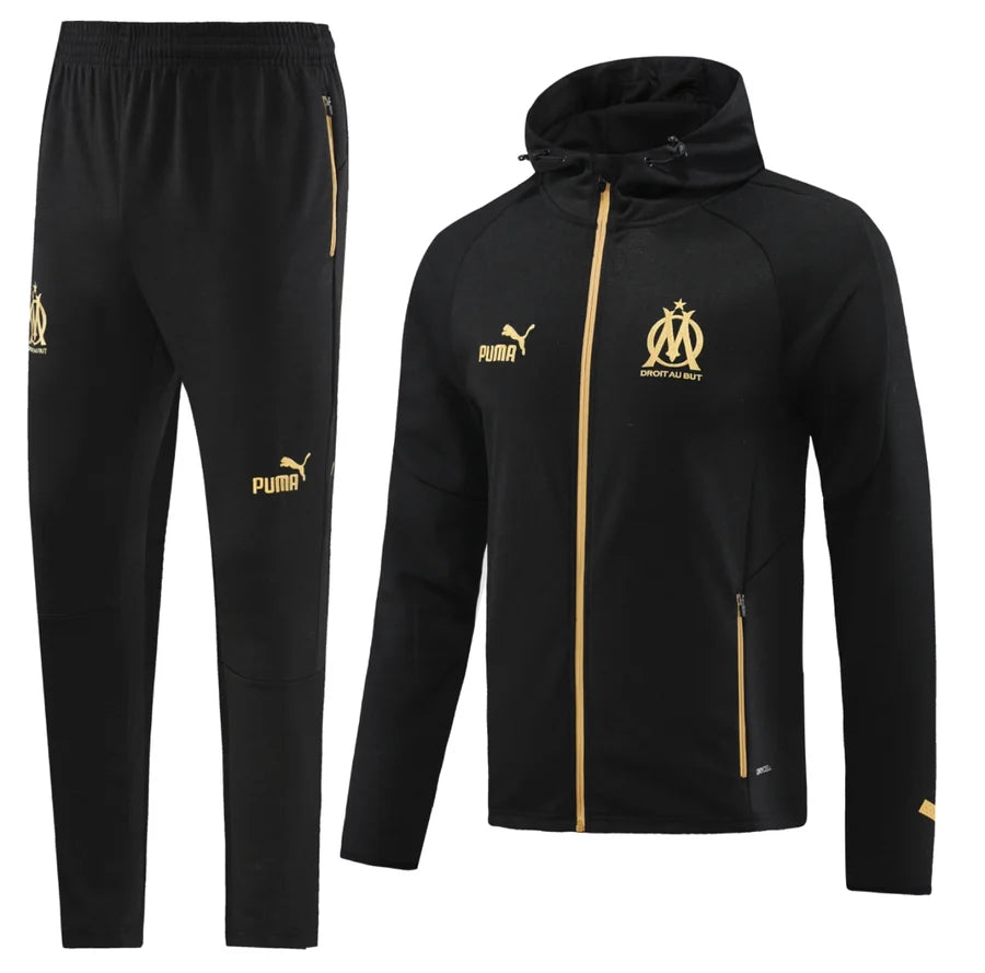 Survêtement OM ensemble football capuche jogging Marseille noir 2024/25