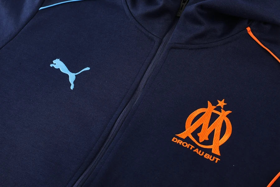Survêtement OM ensemble football capuche jogging Marseille bleu marine 2024/25