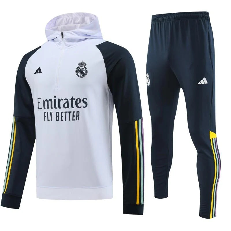 Survêtement capuche Real Madrid blanc/bleu 2023/24