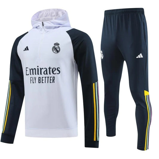 Survêtement capuche Real Madrid blanc/bleu 2023/24