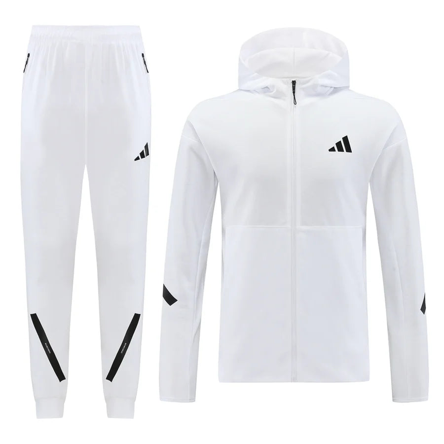 Survêtement jogging Adidas ensemble capuche blanc white