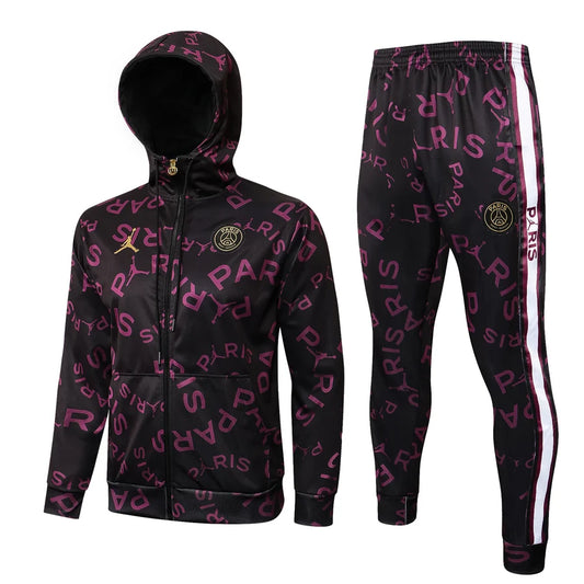 PSG Paris Black/Pink Hoodie Tracksuit 2022/23