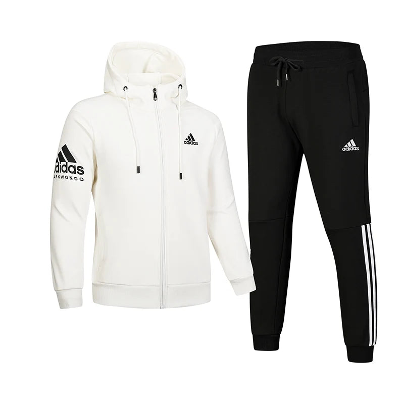 Survêtement Adidas ensemble capuche jogging blanc & noir