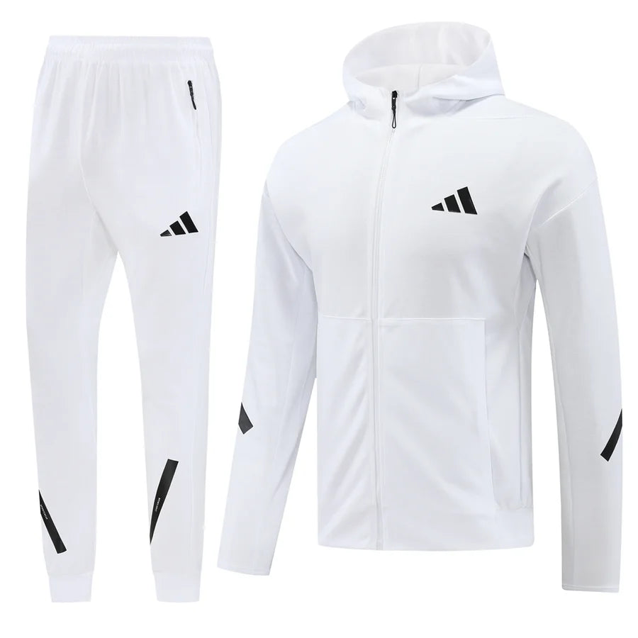 Survêtement jogging Adidas ensemble capuche blanc white