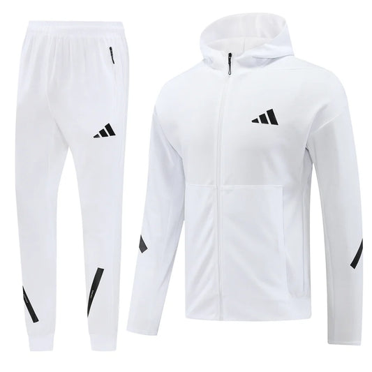 Survêtement jogging Adidas ensemble capuche blanc white