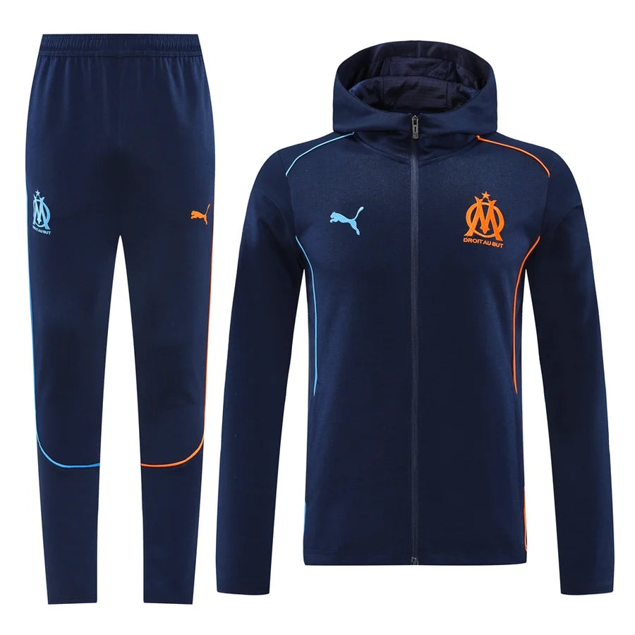 Survêtement OM ensemble football capuche jogging Marseille bleu marine 2024/25
