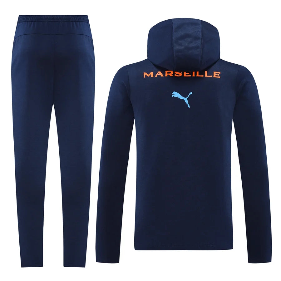 Survêtement OM ensemble football capuche jogging Marseille bleu marine 2024/25