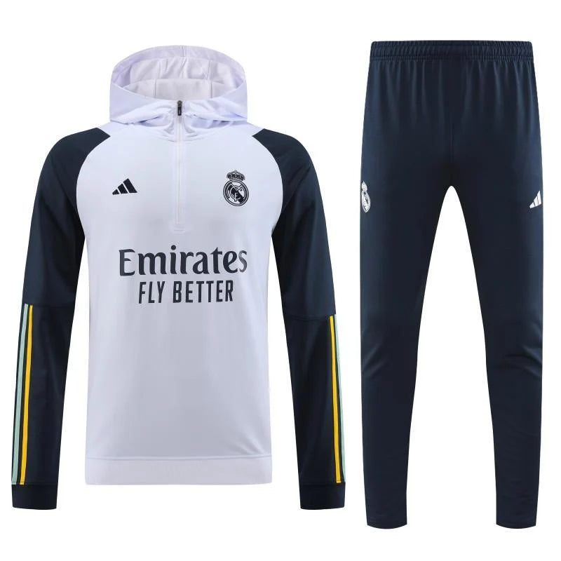 Survêtement capuche Real Madrid blanc/bleu 2023/24