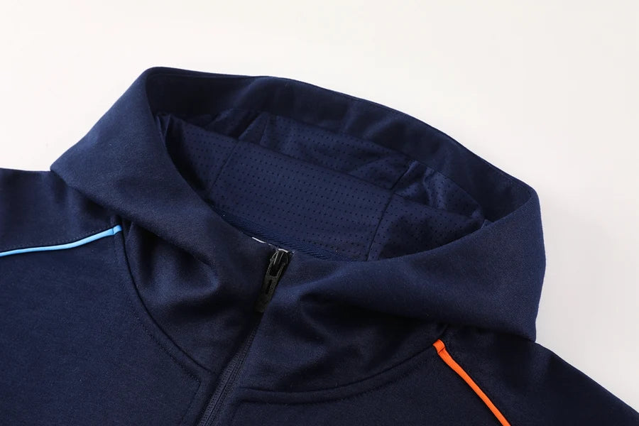 Survêtement OM ensemble football capuche jogging Marseille bleu marine 2024/25