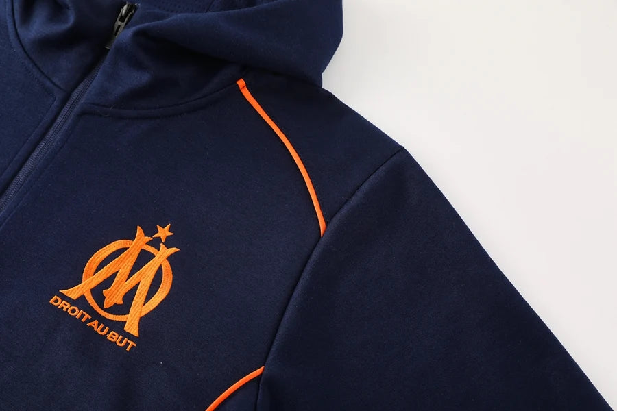 Survêtement OM ensemble football capuche jogging Marseille bleu marine 2024/25