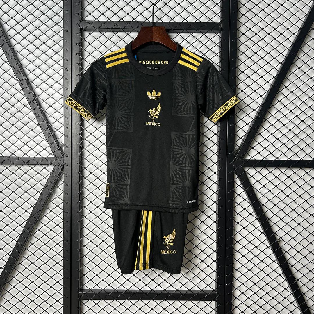 Kit ensemble football Mexique/Mexico 25 Gold noir adulte/enfant 2025/26