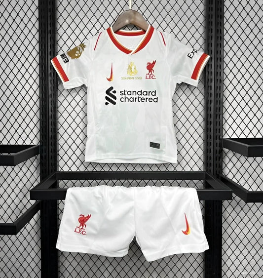 Liverpool white football kit set CHAMPIONS 2024/25