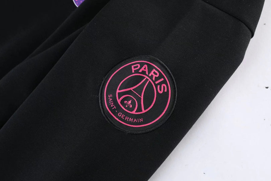 Survêtement ensemble capuche PSG jogging football Paris noir & rose