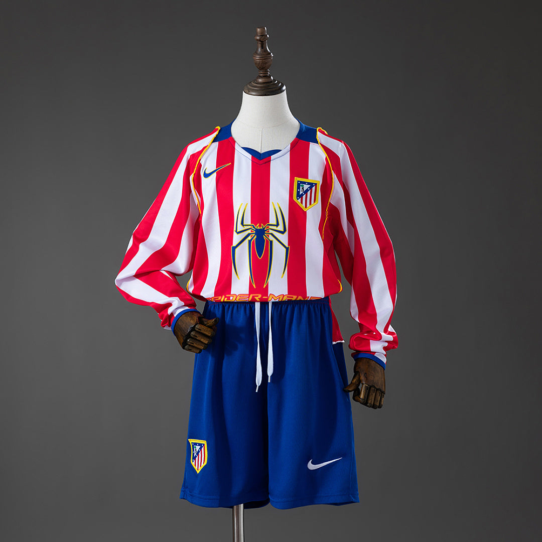Kit Ensemble Football Atletico Madrid Domicile Enfant Rétro Manches Longues 2004/05