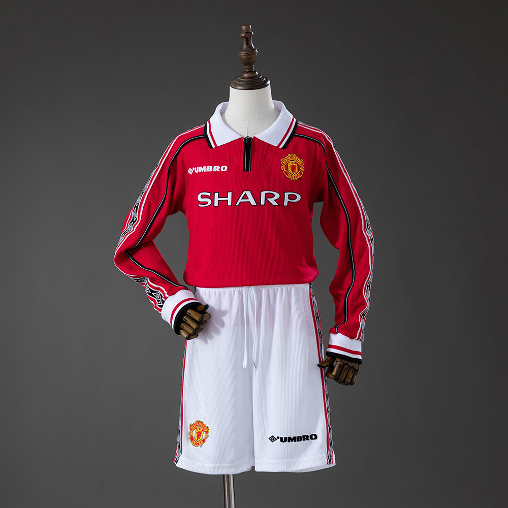 Kit Ensemble Football M-U Domicile Enfant Rétro Manches Longues 1998/99