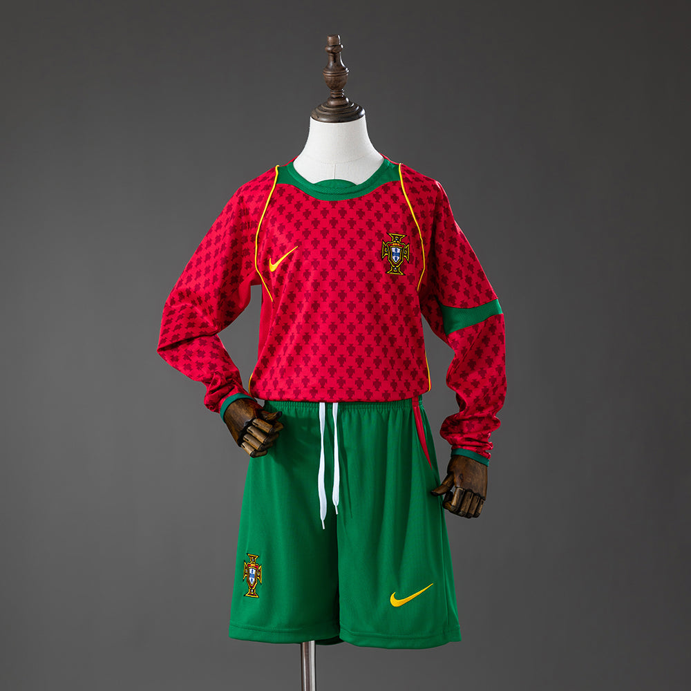 Kit Ensemble Football Portugal Domicile Enfant Rétro Manches Longues 2004
