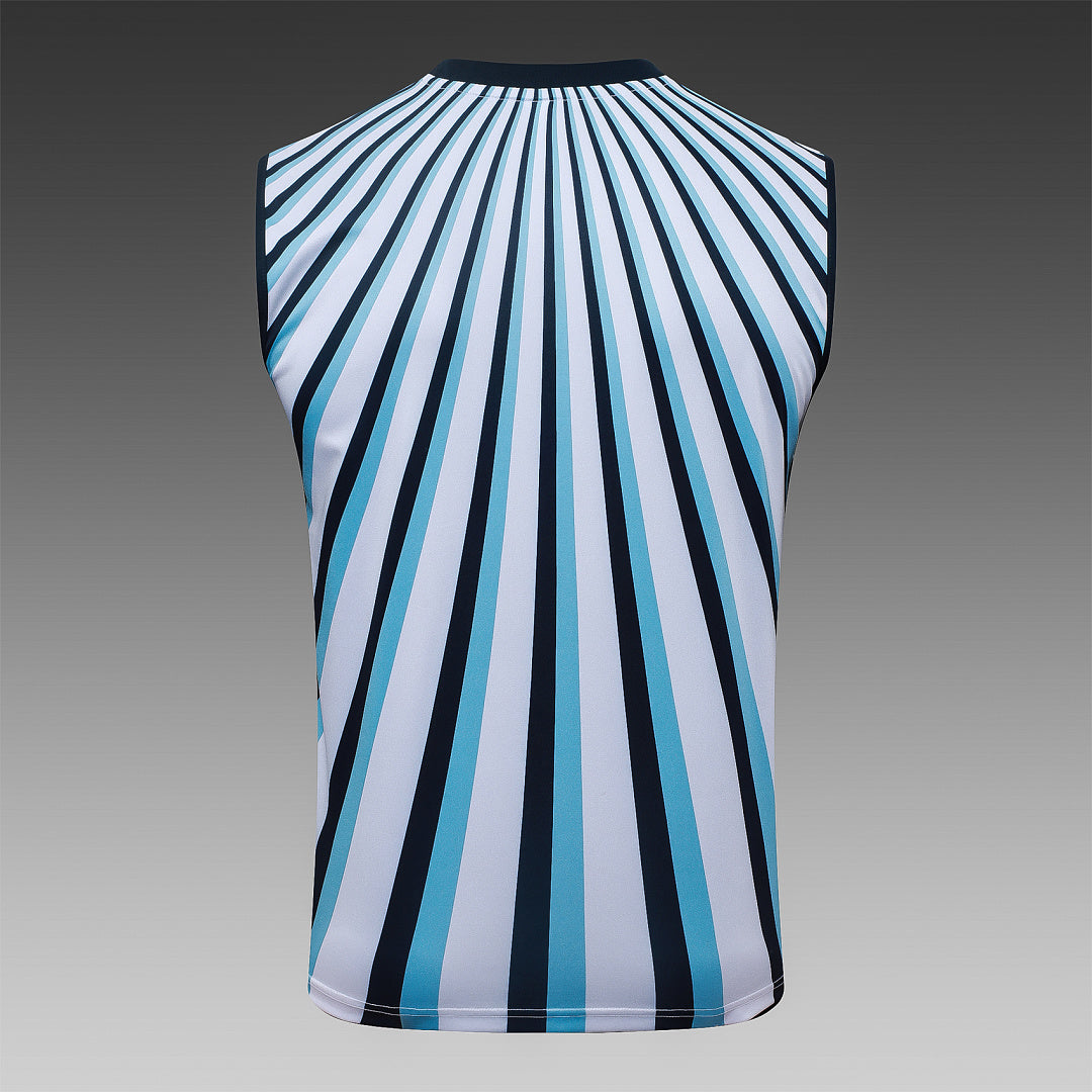 Kit Football Argentine Ensemble Training Sans Manches Blanc Bleu