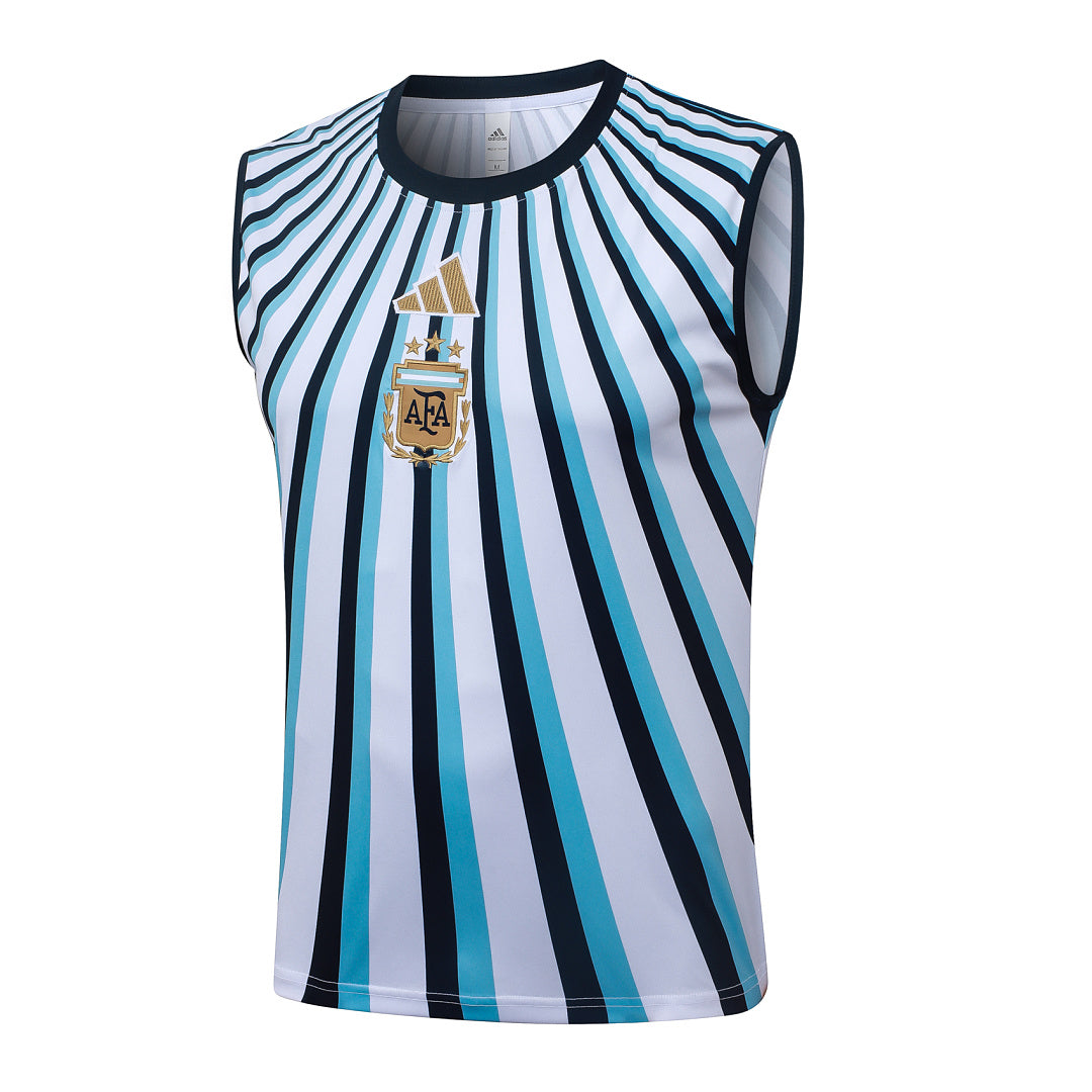 Kit Football Argentine Ensemble Training Sans Manches Blanc Bleu
