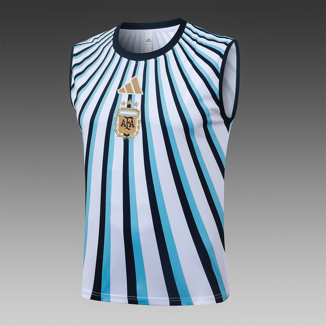 Kit Football Argentine Ensemble Training Sans Manches Blanc Bleu