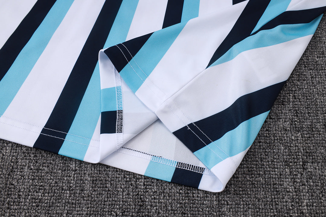 Kit Football Argentine Ensemble Training Sans Manches Blanc Bleu