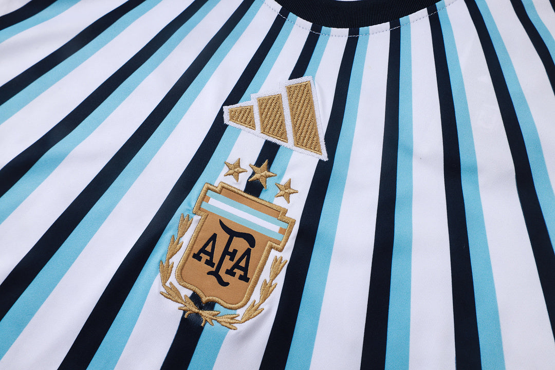 Kit Football Argentine Ensemble Training Sans Manches Blanc Bleu