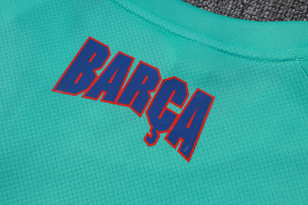 Kit Football Barcelone Ensemble Training Sans Manches Vert Clair