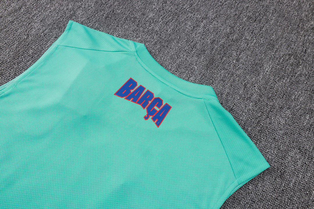 Kit Football Barcelone Ensemble Training Sans Manches Vert Clair