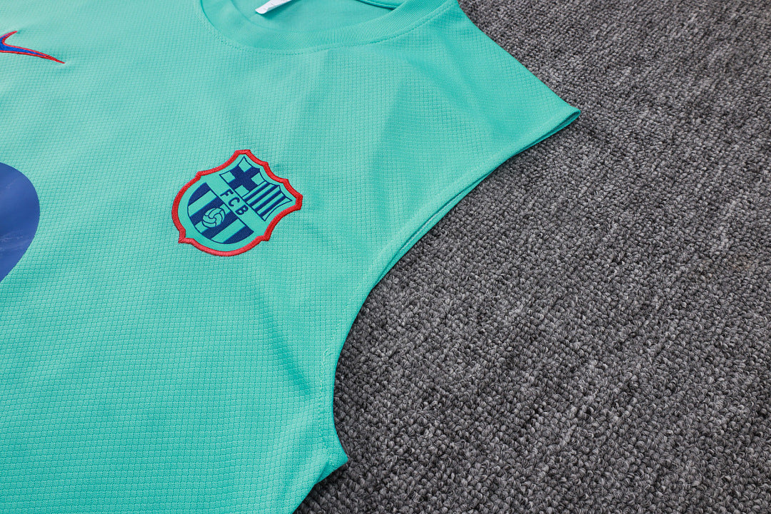 Kit Football Barcelone Ensemble Training Sans Manches Vert Clair