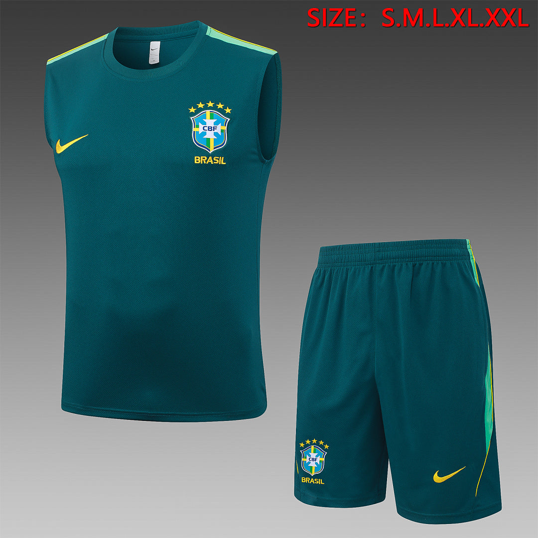 Kit Football Brésil Ensemble Débardeur Entraînement Vert Foncé 2627