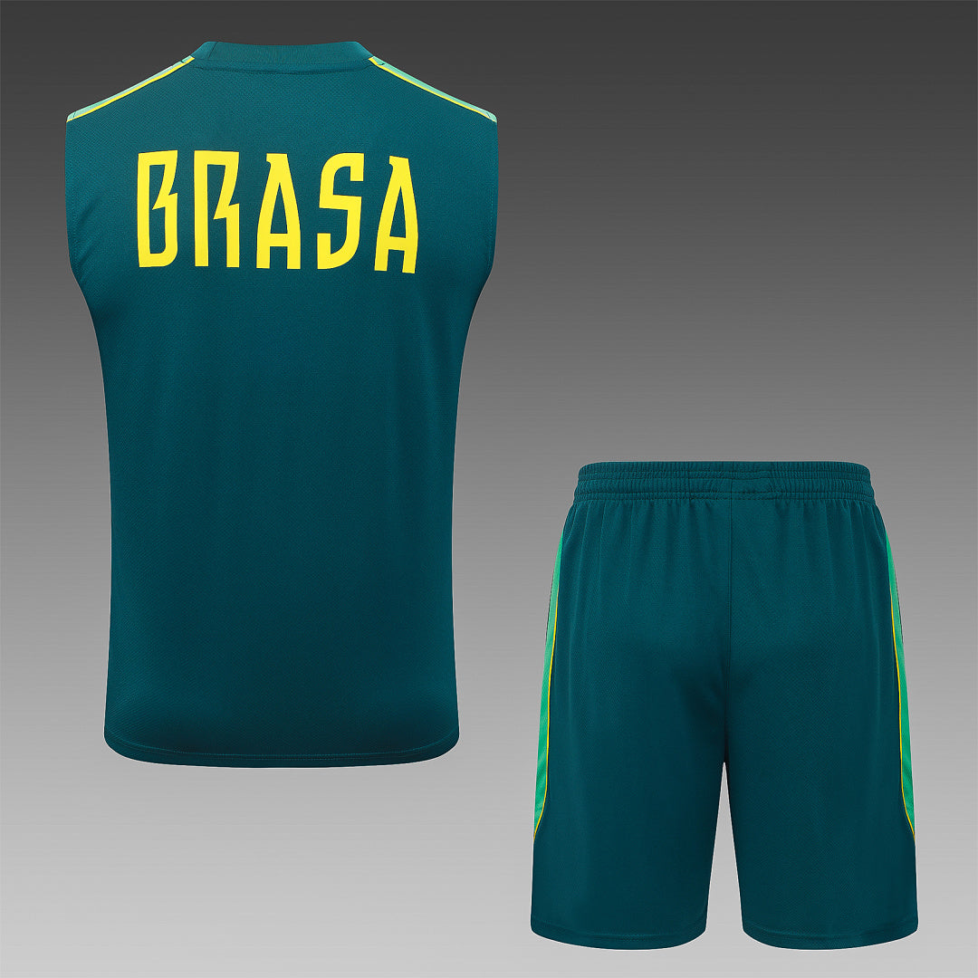 Kit Football Brésil Ensemble Débardeur Entraînement Vert Foncé 2627